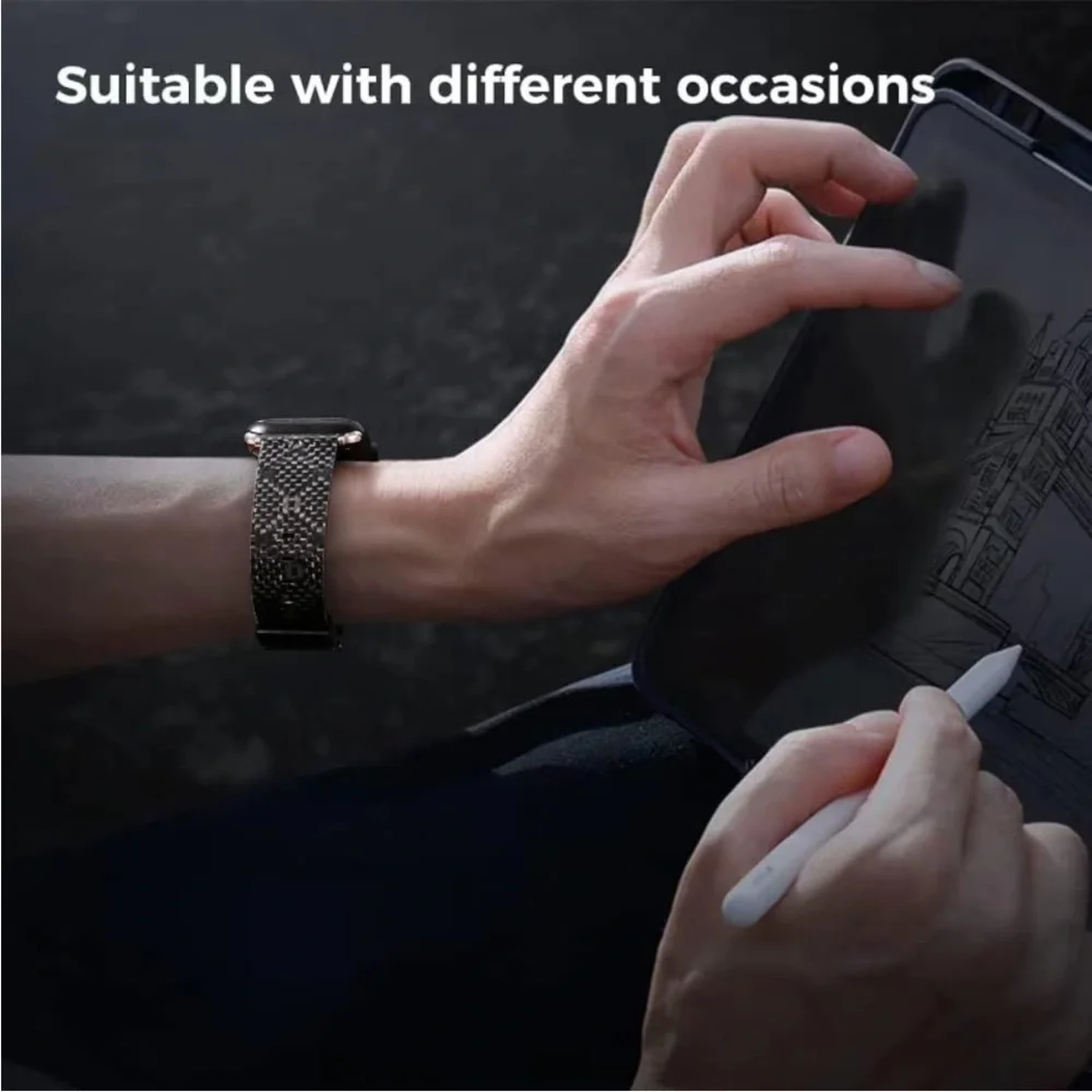 KONAFEI Bands Compatible with Apple Ultra Genuine Leather Carbon Fiber Sport